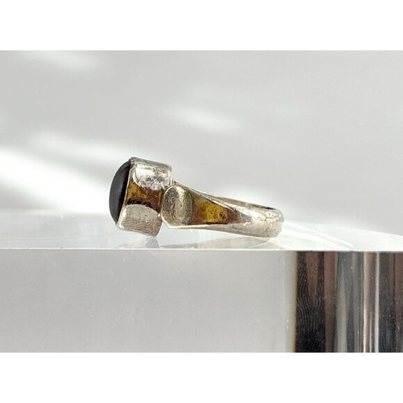 Moonstone Accented Modernist Minimalist 925 Sterling Silver Vintage Ring - sz 6 - Picture 4 of 11